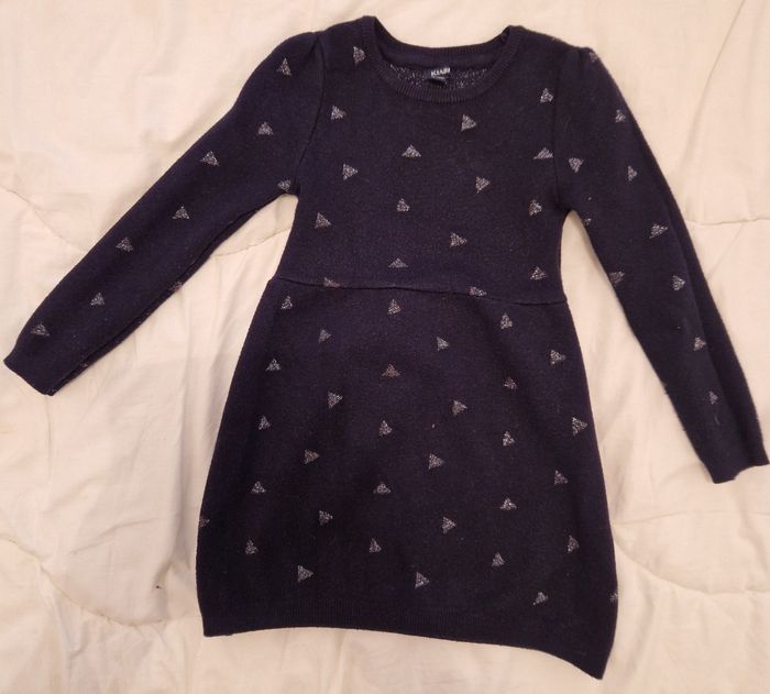 Robe manches longues Bleu Marine/Argent Kiabi, Taille 5 ans , Excellent état