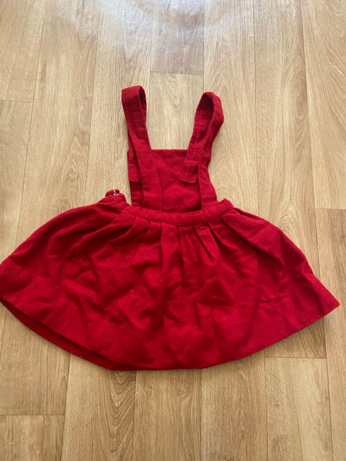 Robe salopette laine rouge 18-24 mois - photo numéro 2
