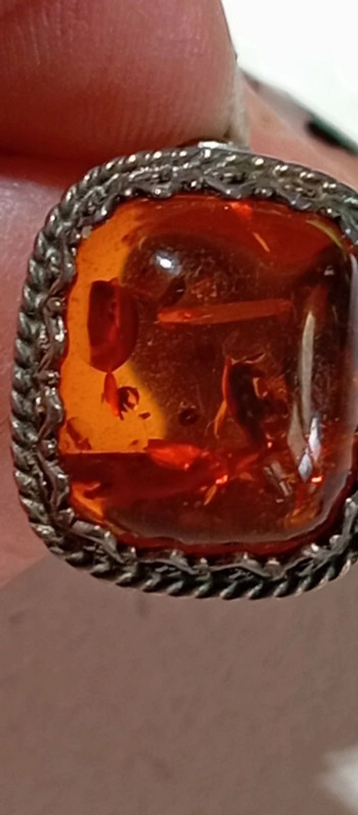 Clips d'oreilles ancien ambre et argent - photo numéro 10