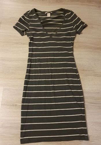 Robe moulante grise rayée blanche H&M XS
