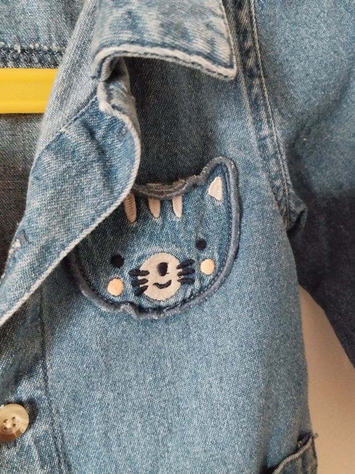 Veste jean chat sergent major 86 cm - photo numéro 3