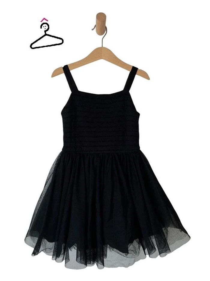 Superbe robe noire bi-matière à bretelles - Petit Bateau 6 ans (114cm)