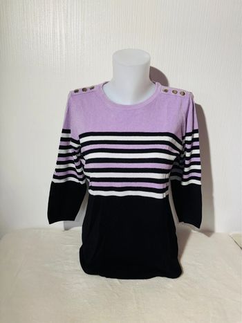 Pull chaud femme Esmara à rayures et boutons - Taille L/XL
