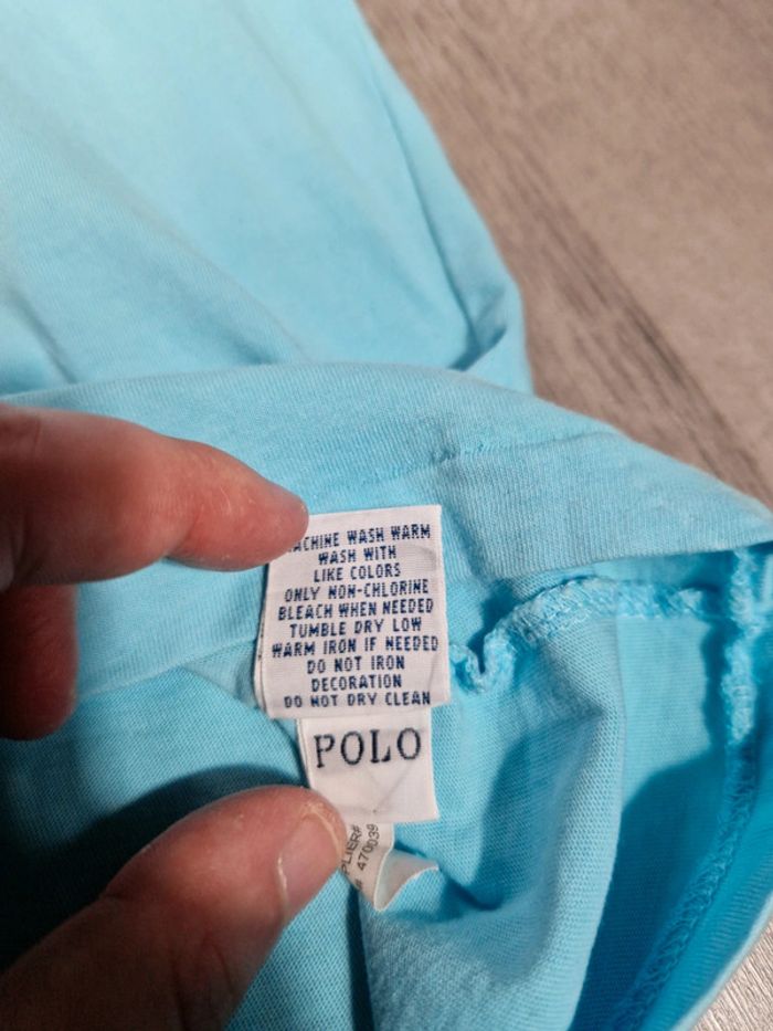 T shirt Ralph Lauren Bleu Ciel Logo Brodé Rose Taille 2XL Homme - photo numéro 7