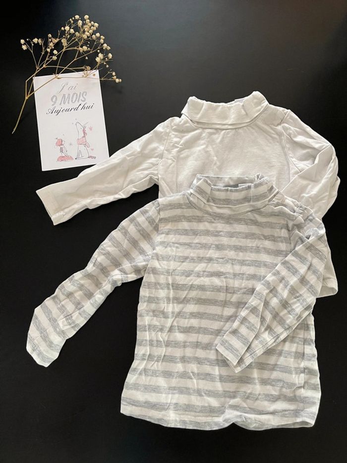 Lot 2 tee-shirts manches longues 9M mixte