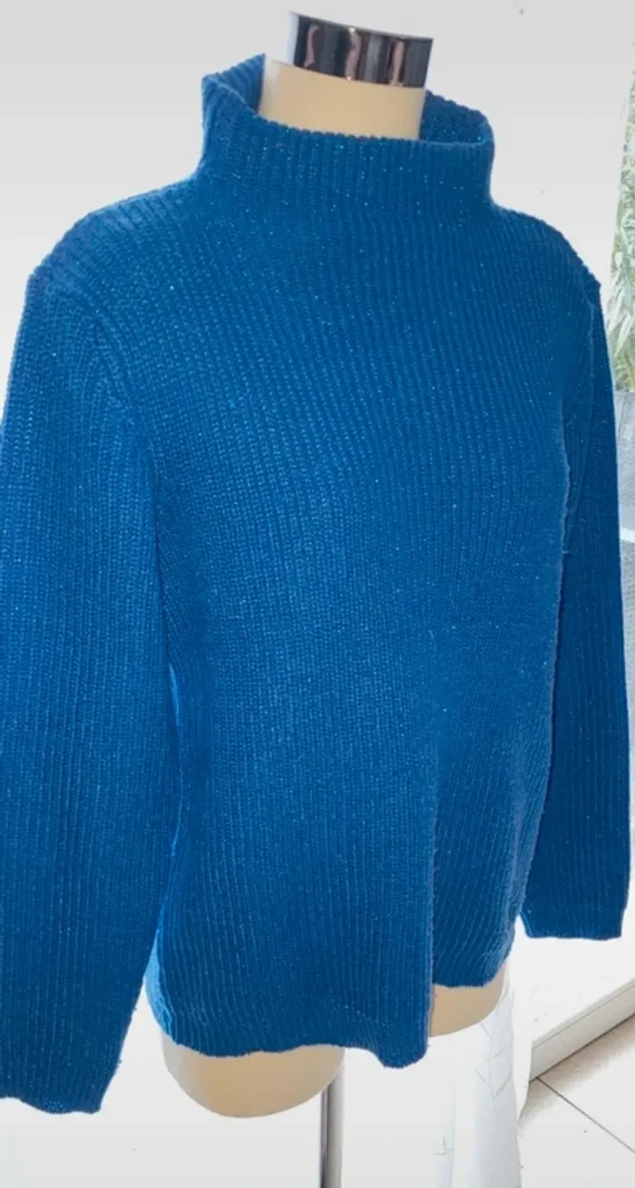 Pull en maille bleu pailleté Fransa M - photo numéro 2