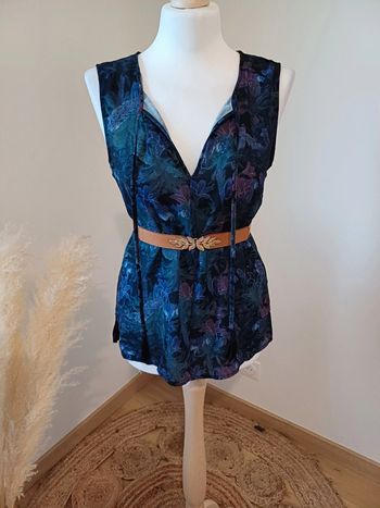 Blouse chic sans manches à motifs Bonobo taille S 36