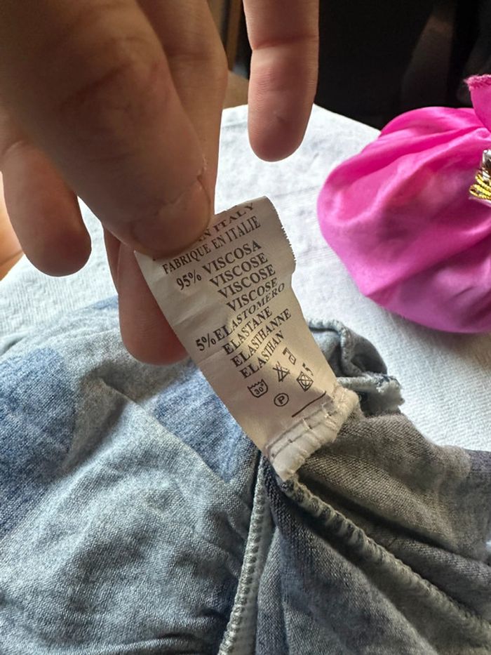 🤍 Combi-pantalon bustier grise à pois bleus – Taille M - photo numéro 11