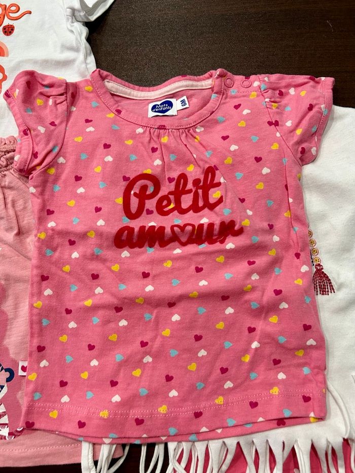 Lot de 5 tshirts manches courtes bébé filles - photo numéro 4