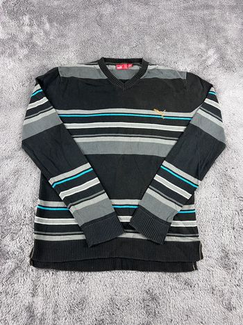 Pull à Rayures Puma Noir et Gris Taille M