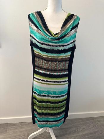 Robe bariolée bleue verte et noire T44 XXL