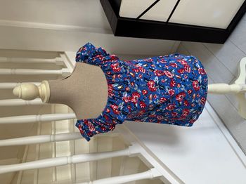 Blouse manches courtes Springfield bleu fleuri multicolore