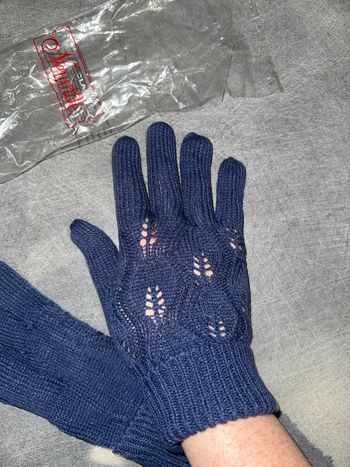 Gants en maille bleu marine Claire Neuville Vintage