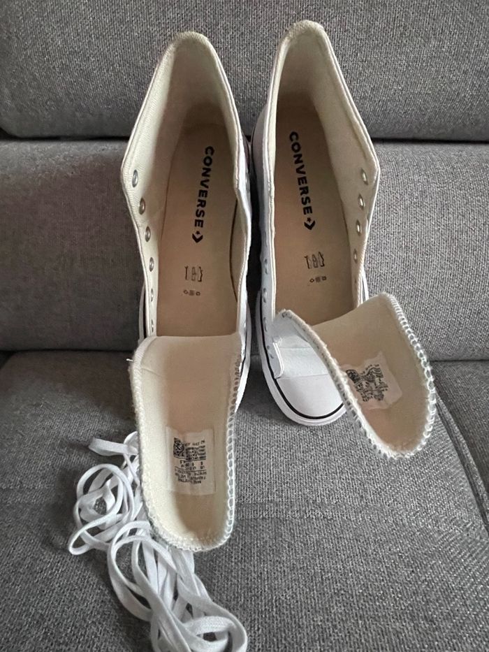 Converse plate-forme blanche cuir véritable 39 - photo numéro 7