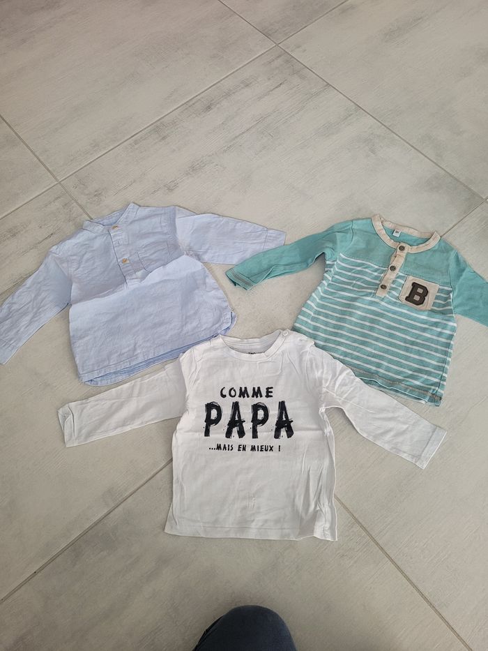 Lot 4 tee shirts, 2 chemises, 1 polo garçon 18 mois - photo numéro 2