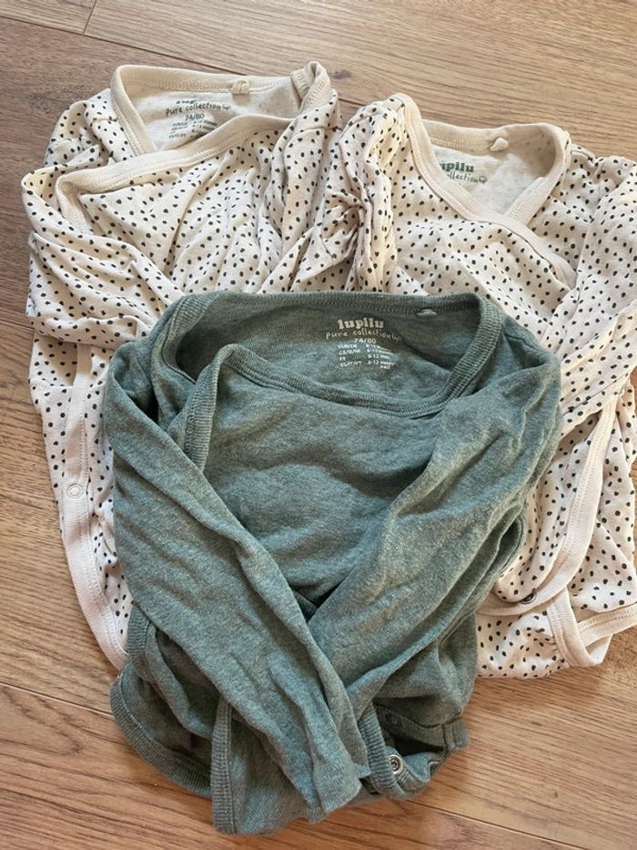 Lot de 3 bodys manches longues lupilu 6-12mois
