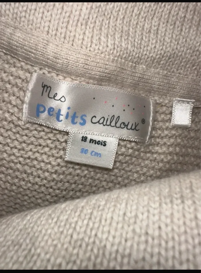 Cape / poncho beige crème avec petit chat Mes Petits Cailloux - photo numéro 3