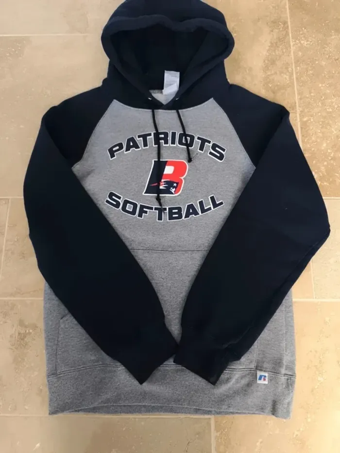 Sweat a capuche homme Patriots Baseball marine et gris Russel Athletic S excellent état - photo numéro 10