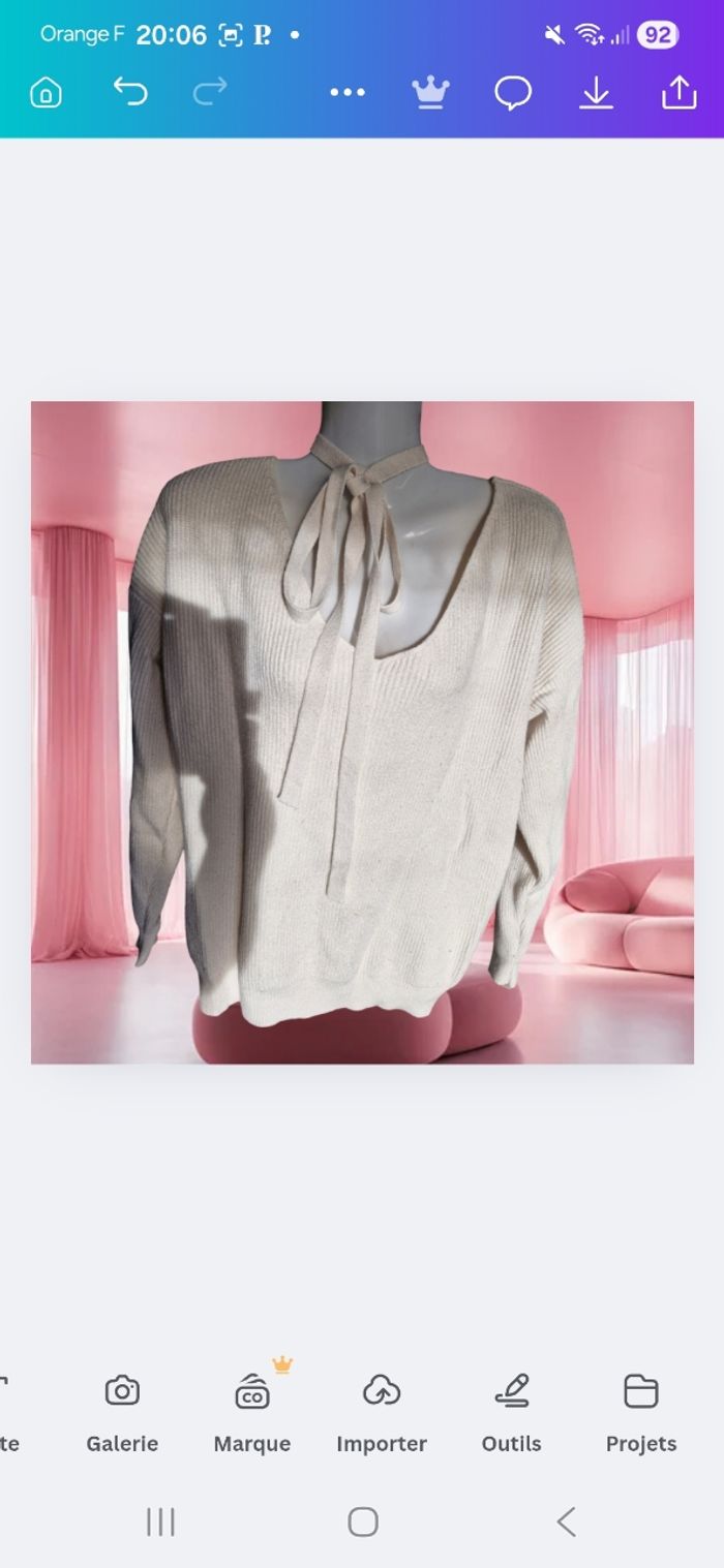 Splendide pull col V à laçage dos - photo numéro 2