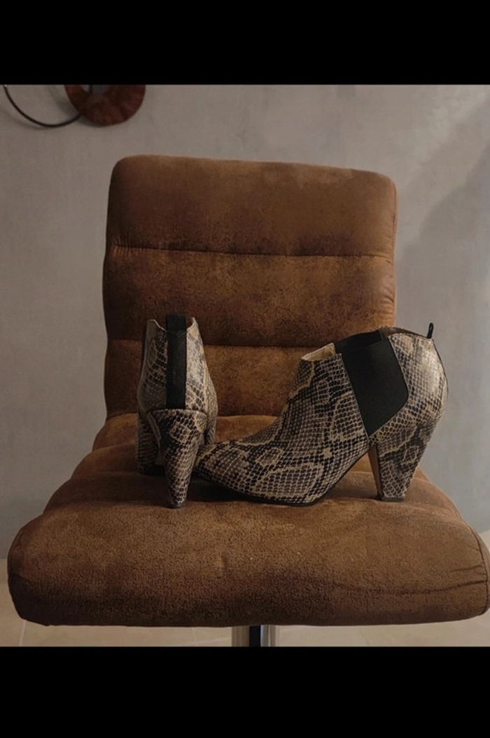 Bottines basses à talons python Mango - photo numéro 2