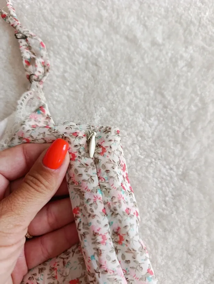 Robe courte Lucca couture XS légère fluide blanc crème fleuri - photo numéro 5