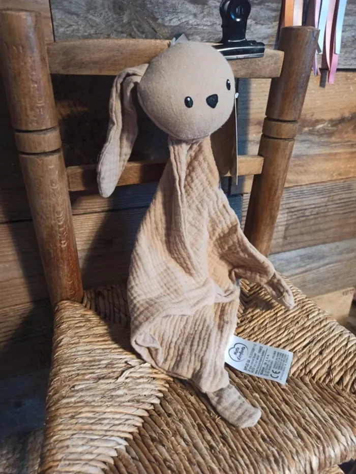 Doudou lapin beige foncé mots d'enfants neuf - photo numéro 4