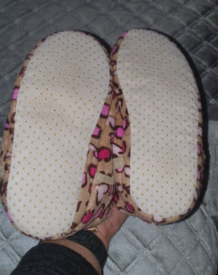 Chaussons velours polaire beige à petits cœur rose P: 28/29 - photo numéro 5