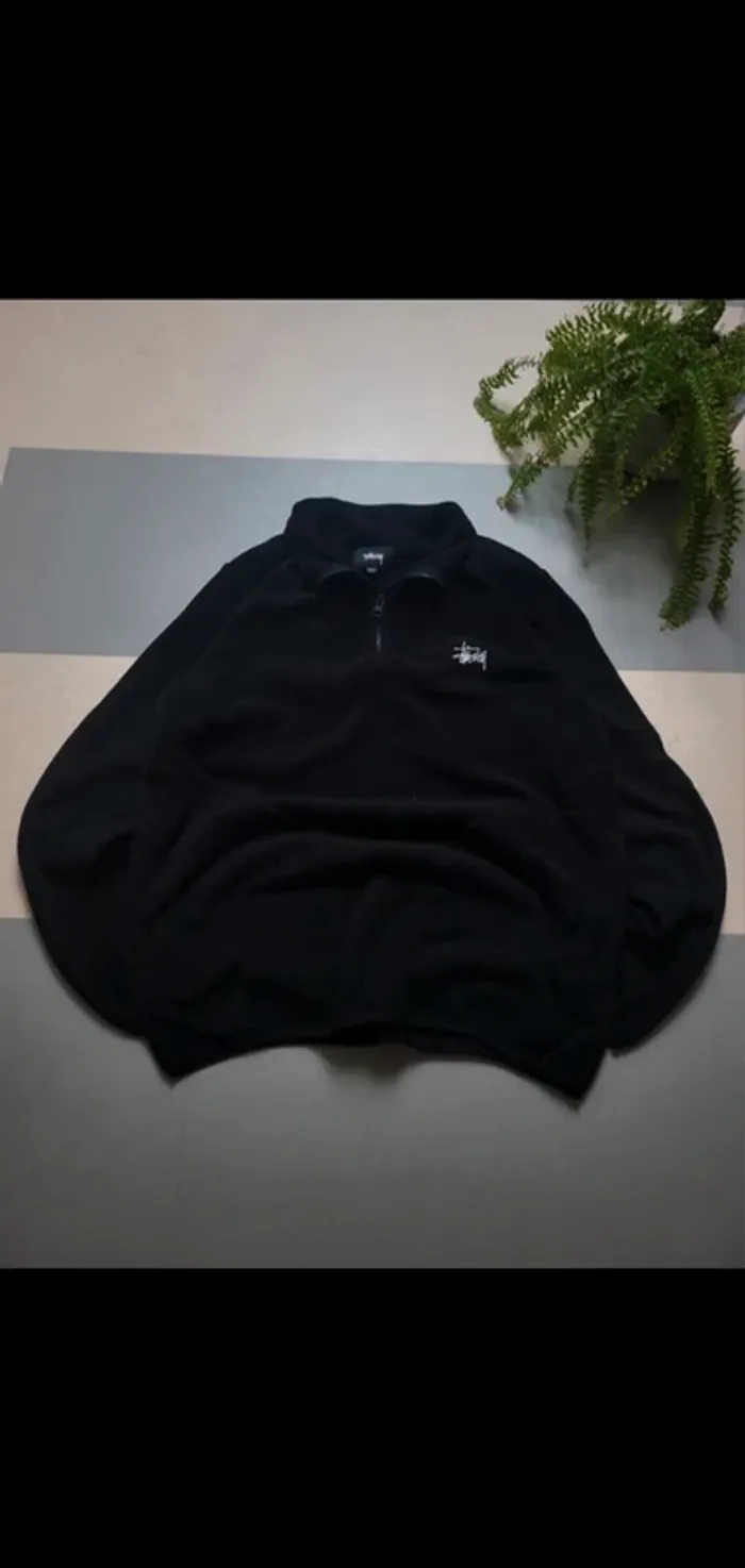 Pull gilet sweat veste stussy noir polaire S - photo numéro 3
