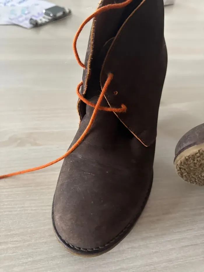 Bottines daim cuir laçage - photo numéro 2