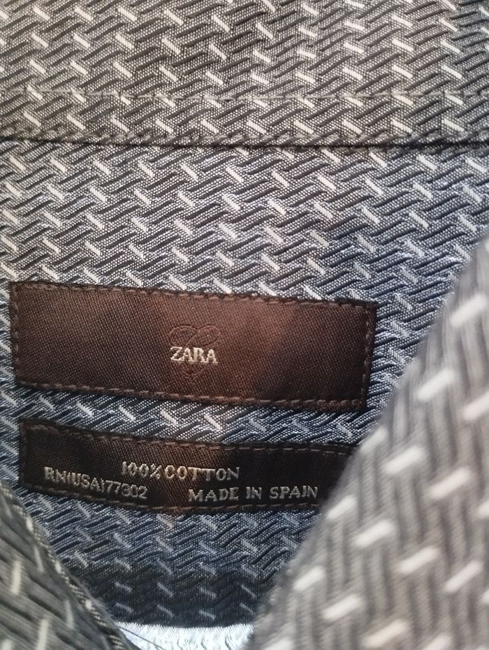 Chemise Zara homme manche longue taille 44  bleu a motif - photo numéro 5