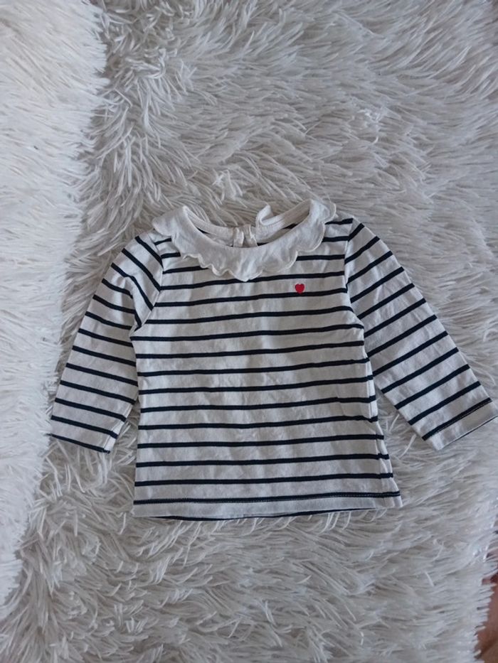 Tshirt ML a col claudine 3mois kiabi 🌸🩷