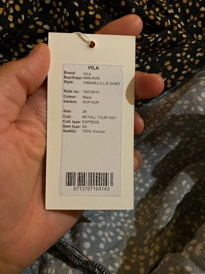 🌿Chemise noire imprimé pois beiges Vila Taille 38 - photo numéro 9