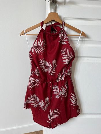 Combi short rouge fleuri