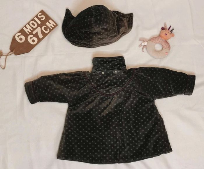 Ensemble 👣 manteau, capuche, robe, chapeau, tee-shirt sucre d'orge 6mois/67cm - photo numéro 17