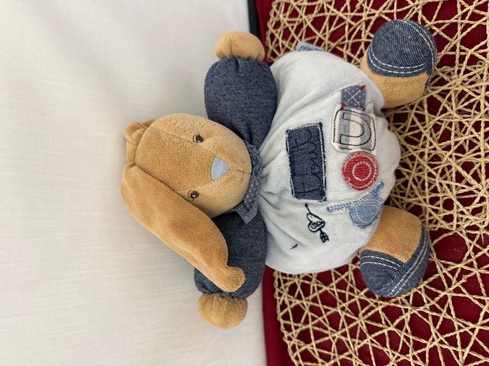Peluche patapouf lapin KALOO Tout doux Blue Denim même pas peur - photo numéro 6