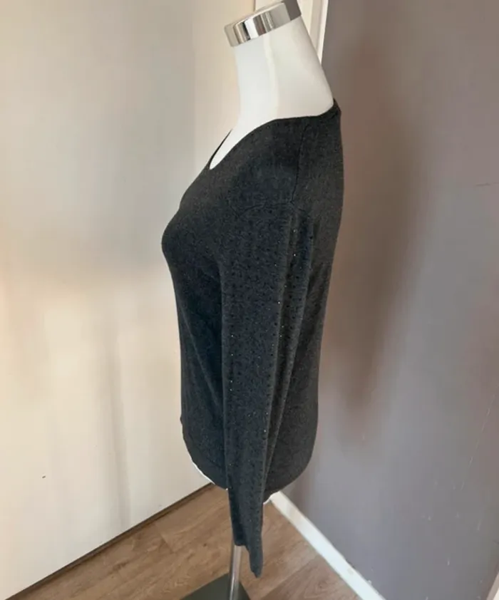 Gerard Darel, pull gris femme, taille 2/38 col strass - photo numéro 4