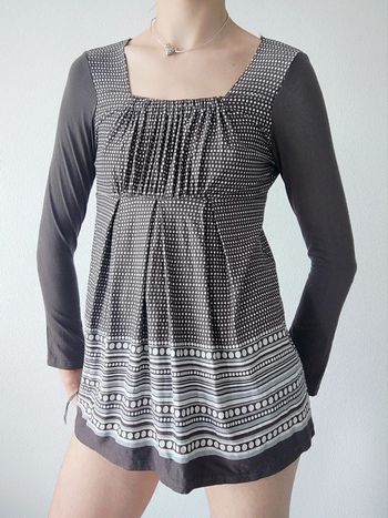 Blouse taupe blanc pois rayures 🇨🇵 38/M