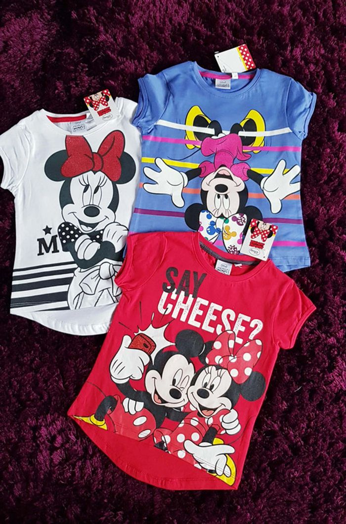 ensemble de 3 t-shirts minnie disney