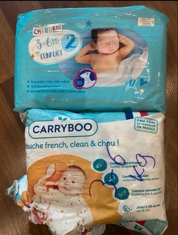 Lot 58 couches taille 2 carryboo chérubin 3 à 6 kg 