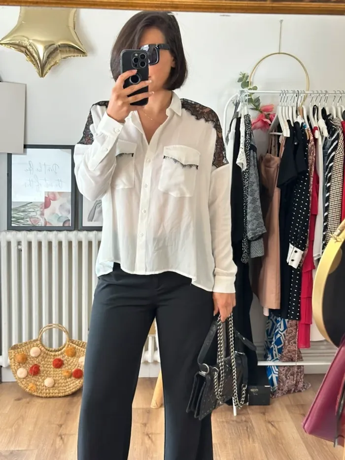 Chemiser The Kooples blanc et noir taille 36 - photo numéro 2