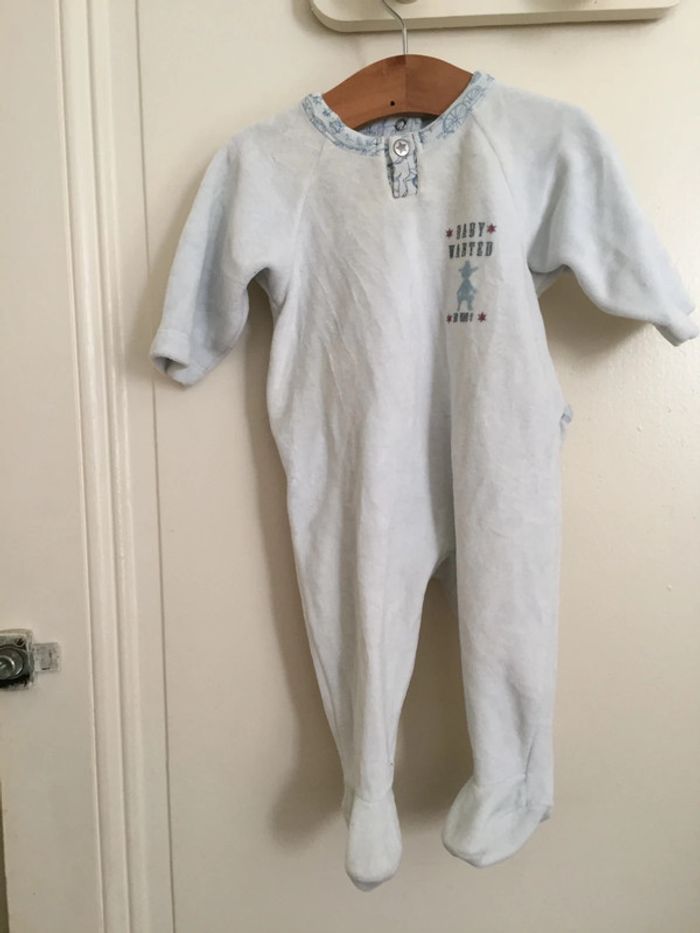 Pyjama velours bleu ciel Petit Bateau - 3 mois