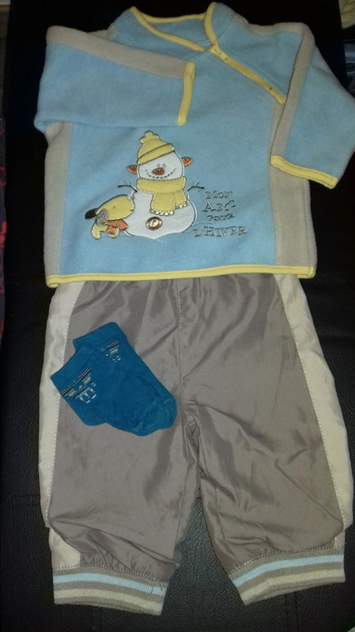 Ensemble hiver đŒ bĂ©bĂ© garçon chaud polaire sport d'hiver ski 6 mois bleu