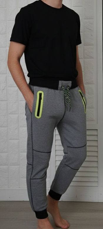 Pantalon de jogging - chiné- fluo - Taille : 134 (10  ans )- H&M