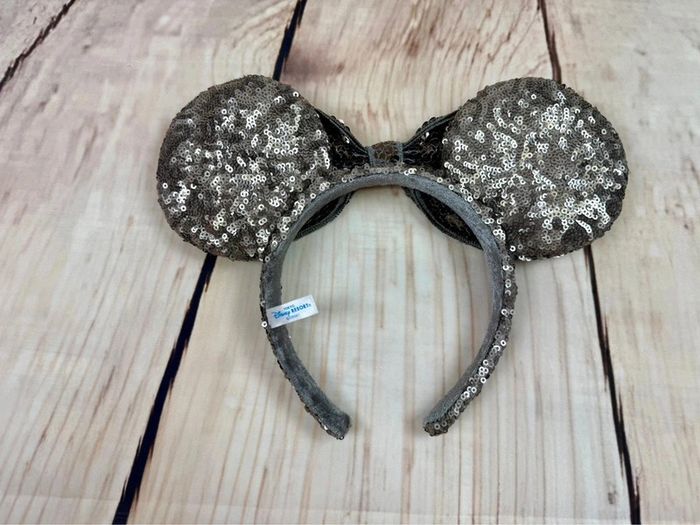 Ears (serre tête) oreilles de Minnie à sequins gris anthracite Tokyo Disneyland - photo numéro 6