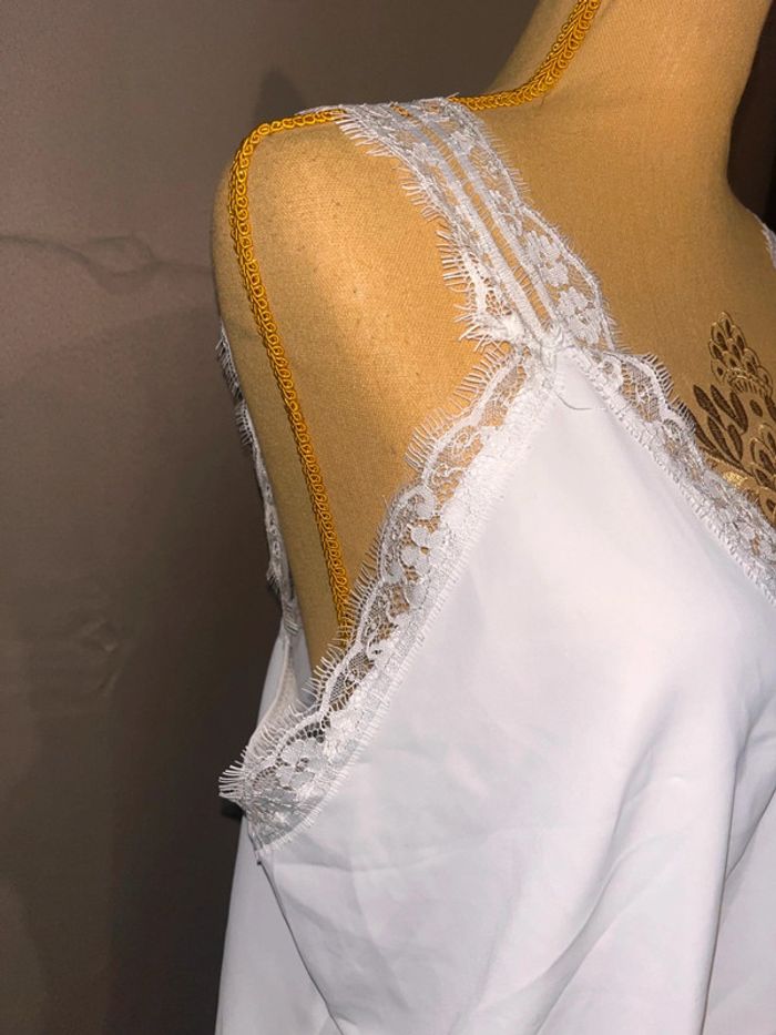 Debardeur blanc bretelles en dentelle neuf taille L - photo numéro 6