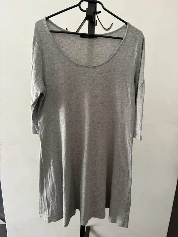 Tee-shirt long manche ¾ gris Taille XXL - photo numéro 3