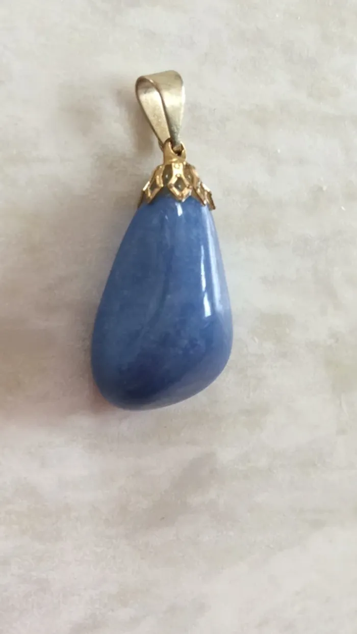 Pendentif pierre semi précieuse Agathe bleue - photo numéro 2
