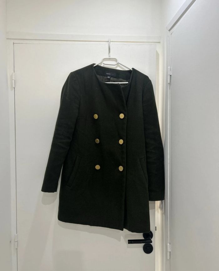 Manteau Mango en laine taille S vert
