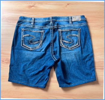 Short en jean vintage brodé bleu marine – Femme XXL