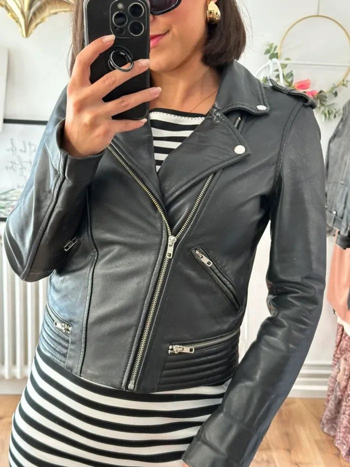 Perfecto en cuir Maje taille 36 noir - photo numéro 6